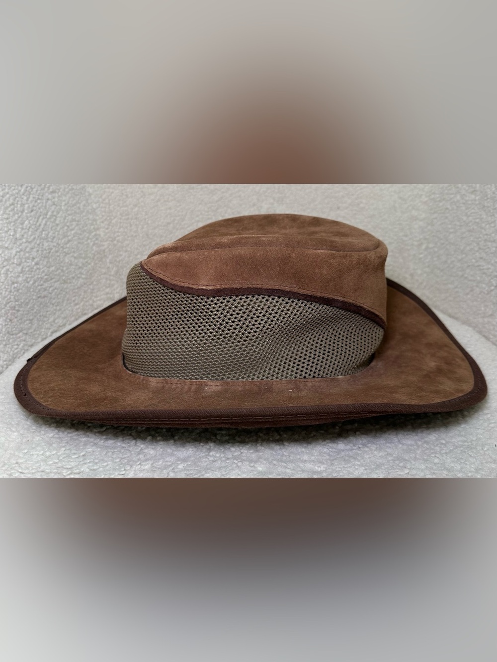Head N Home Hat Brown Outback Men Leather Mesh Safari Western Cowboy Wide Brim L - Picture 6 of 12